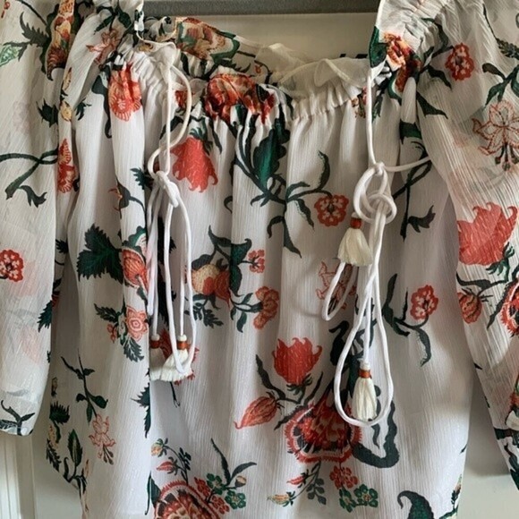 Club Monaco White Floral Print Janou Blouse Size S - Picture 9 of 9